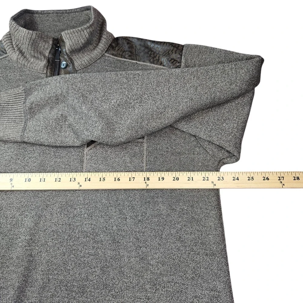Silver Needle Sweater Mens XL 1/4 Zip Pullover High Neck Gray W/ Brown Accents‎